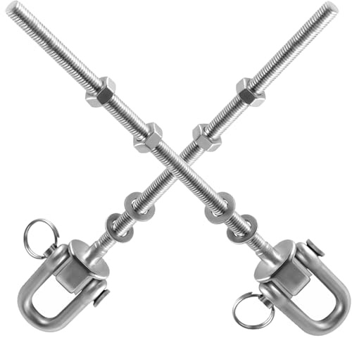 TIOMIOSEA 2 Stück Schwerlast Schaukelhaken Edelstahl M8×180 mm, Durchschraubmontage für Holz- & Metallbalken, Befestigung für Hängesessel Hängematte Boxsack Schaukel 500 kg Tragkraft