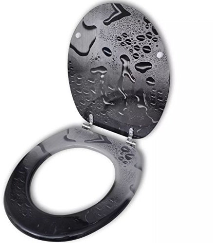 Xichuzi Toilettensitz WC-Sitz MDF Wassertropfen Design, Klodeckel, Toilettendeckel, Wc Sitz, Klobrille, Wc Deckel, Toilettenbrille,