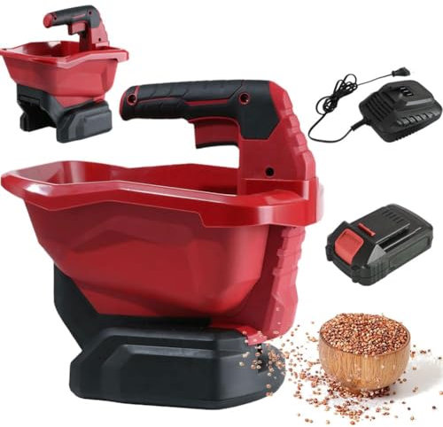 HLGKBY Esparcidor de Semillas de césped inalámbrico, esparcidor de Fertilizante de Mano de 3 litros, esparcidor de Semillas de césped, esparcidor de Sal con batería de 2000 mah, caudal Variable,