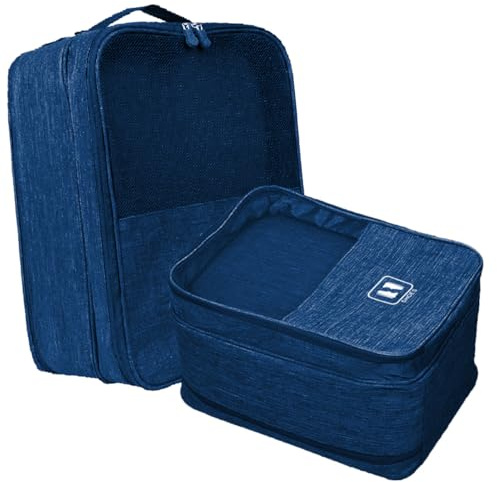 2er Schuhtasche Reise (35 * 26 * 21CM) Schuhbeutel wasserdichte Schuh Speicher Organizer Schuhsack für Trolley Reise Koffer Mit Reiß Verschluss Schuhaufbewahrung schwarz (Marineblau 2pcs)