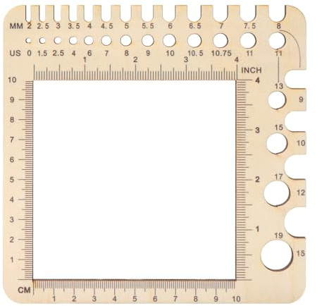 ZMDMAH Knitting Needle Gauge, Stricknadelmaß, Knitting, Strickwerkzeug, Stricknadel-Lineal, Stricknadelmaß auf Holz, Kunststoff-Messgerät 2 mm-15 mm (1 Stück)