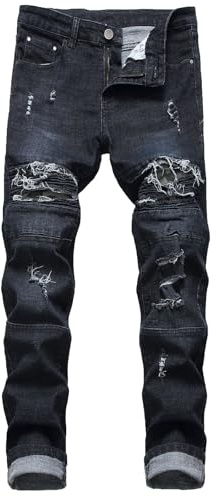 Motorcycle Jeans for Men UK Ripped Motorbike Protective Pants Denim Jean Slim Fit Biker Trousers Stretch Straight Leg Sports Summer Work Joggers Regular Fit Jogger Bottom