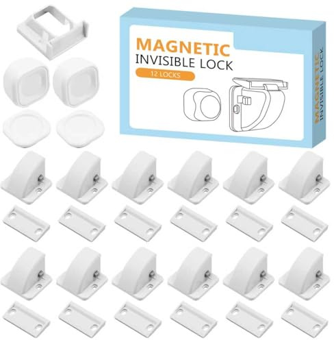 Magnetisches Schrankschloss für Babysicherheit, Mehrzweck-3M-Kleber, Kindersicherung, einfache Installation, keine Notwendigkeit für Schrauben oder Werkzeuge (12 Schlösser und 2 Schlüssel)