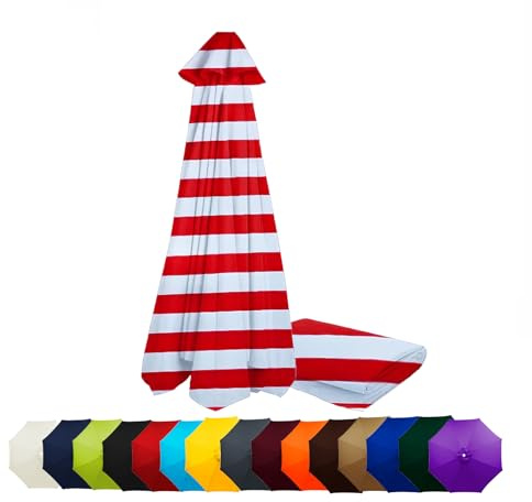 KDQRMVV Parasol déporté Rond de 350 cm en Toile de Remplacement pour Parasol à 8 Baleines(Color:Rouge et Blanc)