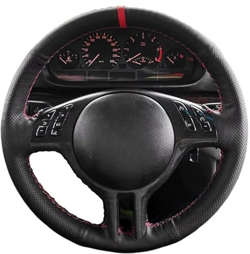 Lenkradbezug Für 3 Für 5 Serie Für E46 Für Coupe Für E39 Für X5 E53 Z3 E36 2000-2003 Auto Innen Lenkrad Abdeckung Leder Auto Lenkradschutz(3 Colors Thread)