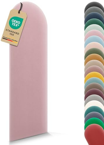 VELUYA Wandpolster Polsterplatte Rundbogen – Samt, Wandkissen 30 x 80 cm, Polsterpaneel, Oeko-TEX, Made in EU, Rosa M08