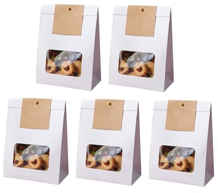 Lot de 50 sacs en papier avec fenêtre transparente pour collations, emballage alimentaire pratique, fournitures de cuisson, emballage de pain