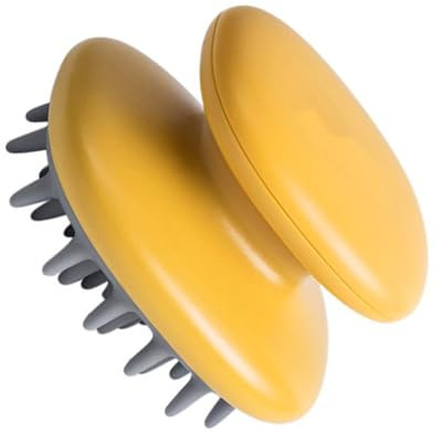 Veemoon Silikon Shampoo Massagekamm Handheld Haarstyling Kopfhautreinigung Tiefenreinigung Juckreizlinderung Tragbar für Zuhause Gelb