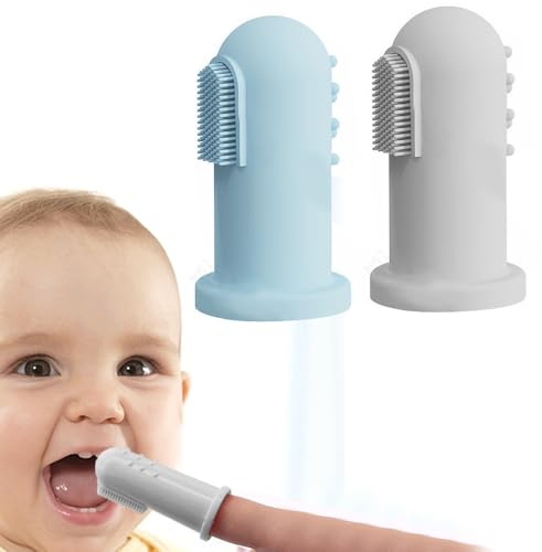 Quesuc Fingerzahnbürste Für Babys & Kleinkinder 2Er Packung | Beruhigen & Stimuliert Das Zahnfleisch, 0-2 Jahre | Sichere & Hochwertige Für Kleinkinder Kinder Jungs & Mädchen