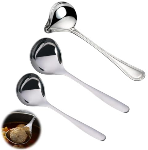 Soßenlöffel, Soßenkelle, 3-teiliges Set Mit Edelstahl-Schöpflöffel Und Saucenlöffel, Ideal Für Suppenkelle Klein Und Schöpfkelle Klein, Hochwertige 304 Edelstahl-Kochlöffel Für Küche Und Restaurant