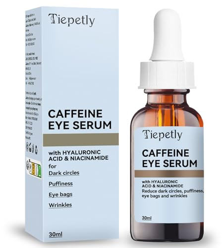 Koffein Augenserum Anti-Aging, Augencreme gegen Falten und Augenringe mit Hyaluronsäure, Lindert Schwellungen, Augenpflege für Männer und Frauen