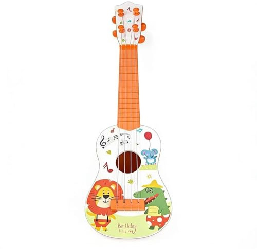42cm Guitare pour Enfants, Guitare Enfant Guitares et Instruments à Cordes, Guitare ukulélé pour Enfants avec 4 Cordes Ajustables (Orange)