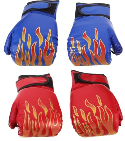 ibasenice Guantes de Boxeo para 2 Pares, Guantes de Entrenamiento de MMA Cuero PU Resistente, Espuma Absorbente de Impactos, Cierre Ajustable, para Kickboxing, Sparring y Artes Marciales