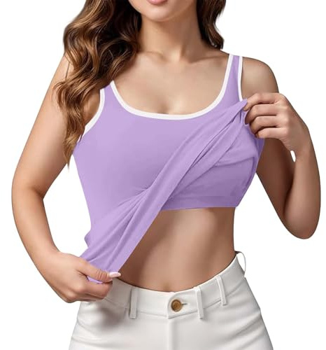 Generisch Top con sujetador integrado, espalda descubierta, push up, camisetas de tirantes para mujer, tallas grandes, deportes, sin aros, sujetador de espagueti, camisa para mujer con copas para el