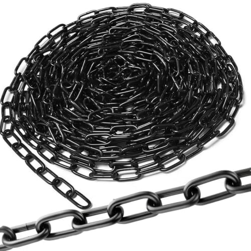 DUDUI 5m Starke Stahlkette, 4mm Kette Schwarz Kohlenstoffstahl | Gliederkette Meterware, Sicherheitskette, Schaukelketten für Hängezäune, Kette Hängesessel