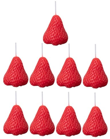 GARVALON Candele Piccole Bomboniere a Forma di Fragola, 9 Pezzi, Candela Profumata in Paraffina Rossa per Feste e Anniversari, Atmosfera Rilassante