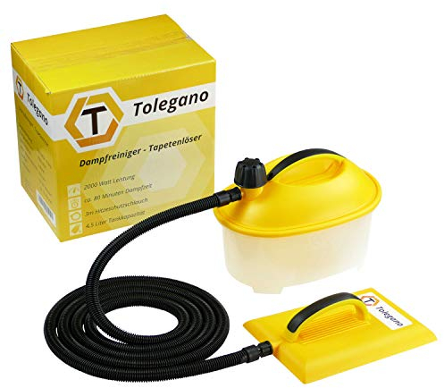 TOLEGANO Dampf - Tapetenentferner 2000 Watt Leistung, 4,5 Liter Wassertank, Arbeitszeit ca. 80 Minuten. Tapetenablöser Dampferzeuger Tapete entfernen Tapetenlöser dampfgerät steam