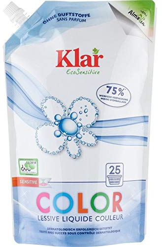 Klar eco Sensitive Color Waschmittel Nachfüllbeutel 1,5l, ohne Duft, 25 Waschladungen, für Allergiker, vegan