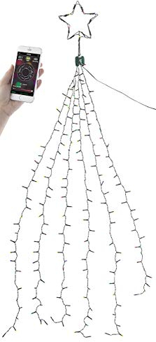 Lunartec Christbaumkette: Christbaum-Überwurf-Lichterkette, 240 RGBW-LEDs, Bluetooth & App, IP44 (Lichterkette Weihnachtsbaum App, Steuerung, LED Weihnachtsbaumkerzen)