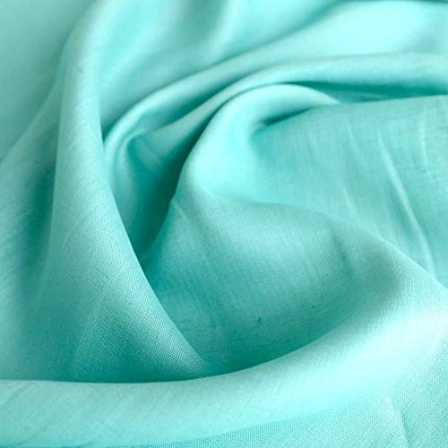 TOLKO Baumwollstoffe Sommer Batist aus Baumwolle mit Leinen | weicher Nesselstoff als Modestoff Kleiderstoff Dekostoff | Stoffe zum Nähen Meterware (Aqua Blau)