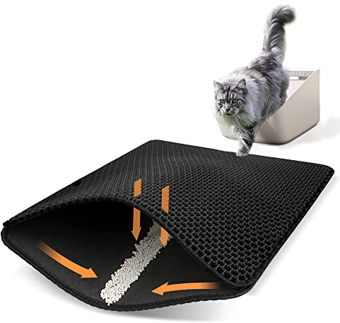 Ycozy Tapis Litiere Chat 60 x 40cm - Tapis pour Bac à Litière pour Chat EVA Double Couche - Tapis Sortie de Litiere Chat Imperméable/Résistance à l'Urine Facile à Nettoyer
