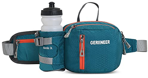GERIINEER wasserdichte Bauchtasche Gürteltasche mit Flaschenhalter Damen und Herren, Bauchtasche Geeignet für Reise Sport Running und Alle Outdoor Aktivitäten, Hüfttasche Damen Herren Sport
