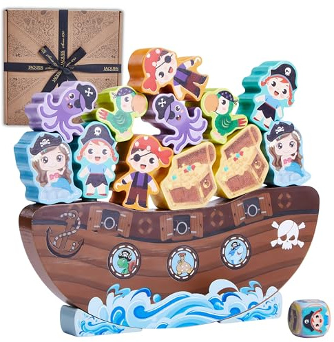 Jaques of London Wobbly Pirates Toy | Stacking Wooden Toys for 3 4 5 year olds | Toddler Toys Balancing Games | Since 1795...