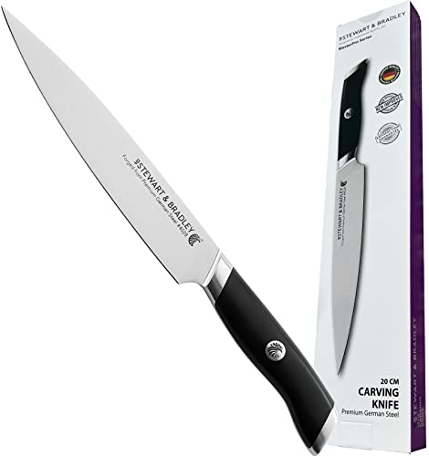 STEWART & BRADLEY Carving Knife – 20cm (8-Inch) German Steel Blade, Full Tang Kitchen Knife with Ergonomic Handle – Precision Forged, Ultra-Sharp & Perfect for Meats, Vegetables, and Everyday Cooking