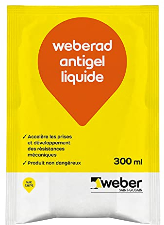 Accélérateur de prise pour bétons et mortiers 300ml, résistances mécaniques du béton WEBERAD ANTIGEL LIQUIDE, WEBER