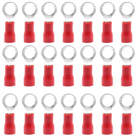 CEEYSEE 100x Kabelverbinder 0.5-1.5mm² Loch-Ø M5 Ringkabelschuhe Abzweigverbinder - Für Elektrische Crimpkabelschuhe Kable Teillisoliert PVC Kabel-Verbinder(Rot/DPRH5)