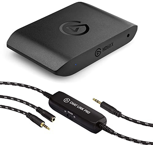Elgato HD60 X + Chat Link Pro - Diffusez et enregistrez en 1080p60 HDR10 ou 4K30, Capture du chat audio, son du jeu sur PS5, PS4/Pro, Xbox One X/S, dans OBS et d'autres logiciels, avec un PC ou un Mac