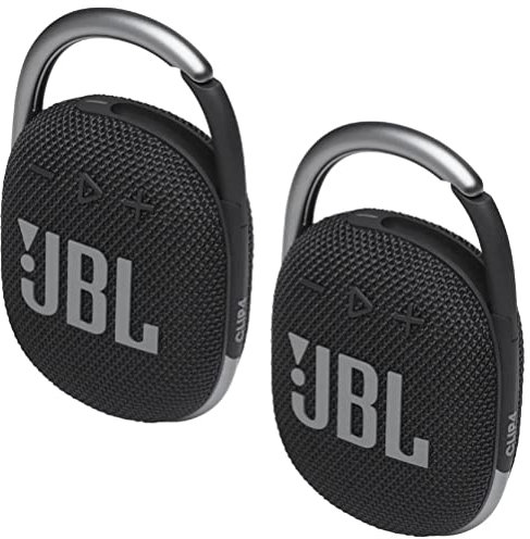 JBL Clip 4 Lot de 2 haut-parleurs Bluetooth sans fil étanches (Noir)