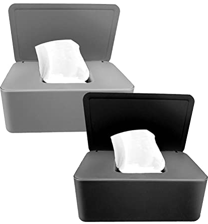 Feuchttücherbox Baby, 2 Stück Toilettenpapier Box Mit Deckel, Kunststoff Tissue Serviettenbox für Feuchtes Toilettenpapier, Zuhause, Büro