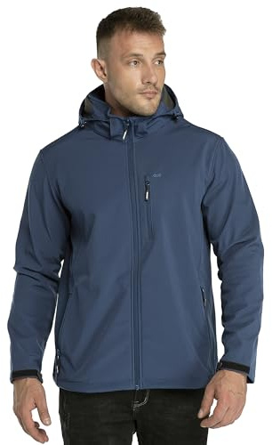 33,000ft Veste softshell imperméable pour homme, veste d’hiver chaude en polaire, coupe-vent, fonctionnelle, pour randonnée, vélo, camping, Bleu marine, 4XL