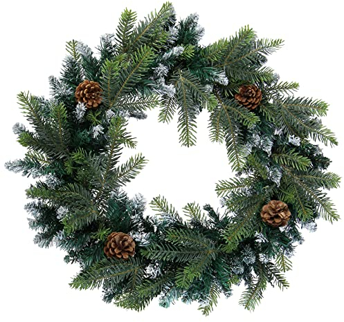 BB Sport Künstlicher Weihnachtskranz Tür Ø 50 cm Adventskranz Tannenkranz PE/PVC Mix Türkranz Weihnachtsdekoration Winter Advent Deko Kranz Tisch Festlich