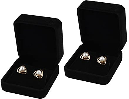 UUYYEO 2 Stück schwarze Samt-Ohrring-Boxen Ohrstecker Geschenk-Boxen Schmuck Verpackung Boxen Halskette Lagerung Fällen Anhänger Display Halter