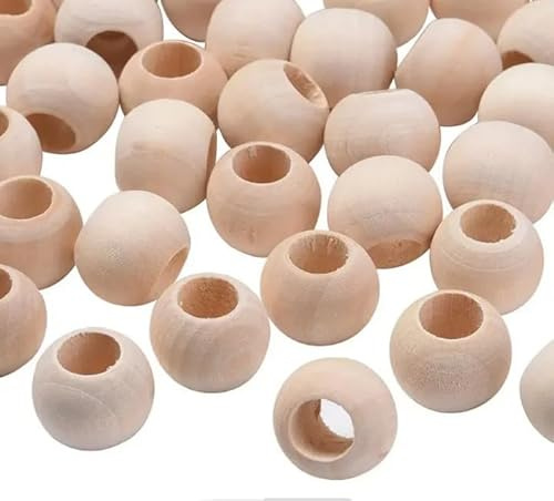 Perlin 200stk Holzperlen Natur 8mm Holz Perlen zum auffädeln Holzkugeln Rund Farblos Unbehandeltem zum Basteln 4mm großes loch Spacer Zwischenperlen