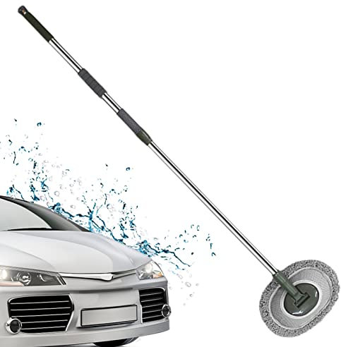 Spazzole per Lavaggio Auto con, in Microfibra di ciniglia, con Manico Curvo, Strumento di Pulizia per Camion con Regolabile, Bacchetta per Lavaggio Auto per, SUV, Pavimenti in