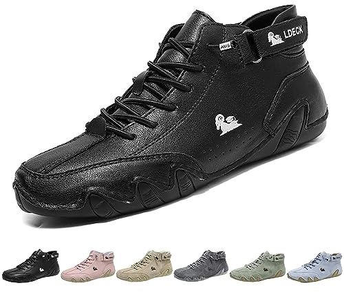 Explorer Waterproof Lightweight Unisex Outdoor Hiking Camping Driving High Top Chukka Boots Non-Slip Breathable Women Men Italian Handmade Sports Shoes, black, 8.5/9 UK
