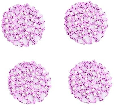CHUYIX Haarnetz-Kopfbedeckung Für Damen Und Mädchen 4Pcs Strasssteine-Dutt-Abdeckung Handgehäkelte Netzbeutel Gehäkelt Haarnetz Hair Net Haarnetze Tänzerin Haarschal Damen-Haarnetz Haarnetz