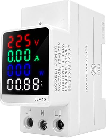 Sporgo Contatore di corrente digitale LCD AC80-270 V, 100 A, multifunzione, contatore di corrente alternata 6 in 1, contatore di energia digitale, amperometro Din, 1 contatore di corrente alternata