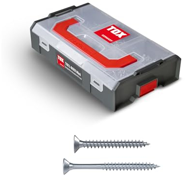 TOX L-BOXX Mini Spanplattenschrauben 4 mm Sortiment TX, individuell anpassbar, stapel- & untereinander verklickbar, inklusive Holzschrauben mit TX Antrieb, 500 tlg., 094903207