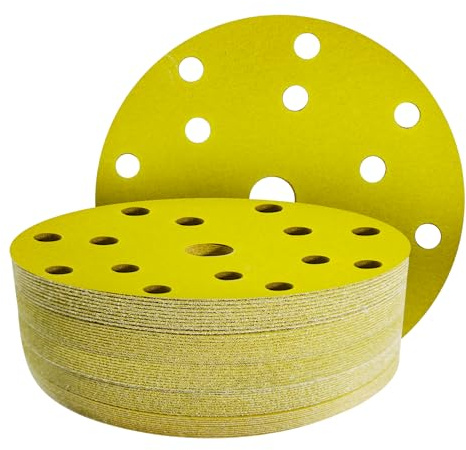 GZKTY 70 stycken slippapper 150 mm runt kardborreband – professionellt korn 320 slipskivor – 15 hål för excenterslipmaskin – aluminiumoxid slipande bil torr slipsand