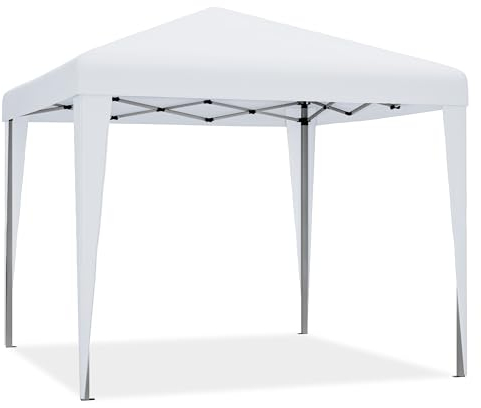 YITAHOME 3x3Meter Instant Heavy Duty Pop Up Gazebo, Folding Garden Camping Party Tent Canopy Marquee with Storage Bag, Stakes and Ropes for Patio Markets Beach (White)