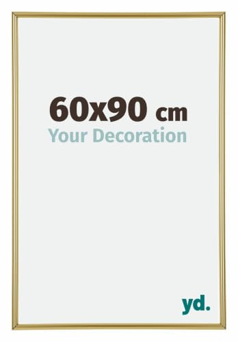 yd. Bilderrahmen 60x90 cm Gold - Kunststoff Rahmen Annecy | Your Decoration, Acrylglas aus Kunststoff, Wandmontage, Geeignet für Fotos, Poster und Puzzles, Made in Holland