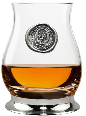 English Pewter Company Glencairn Verre mélangeur à whisky personnalisé avec initiale monogramme – Cadeaux uniques pour homme – avec votre choix d'initiale 350 ml [WGP113] (M)