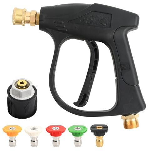 Pistola a Rondella ad Alta Pressione 4000 PSI, Pistola Idropulitrice con 5 Ugelli d'Acqua, Pistola Lavaggio Auto Pressione, con Connettore Rapido da 1/4 e Attacco M22-14mm per Lavaggio Auto