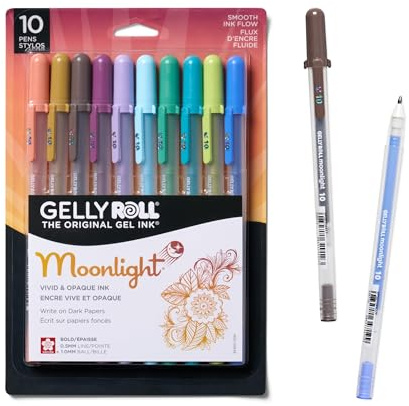 SAKURA Gelly Roll Moonlight 10 Gel Pens - Bold Ink Pen for Journaling, Art, or Drawing - Assorted Earth & Jewel Tone Ink - Bold Line - 10 Pack