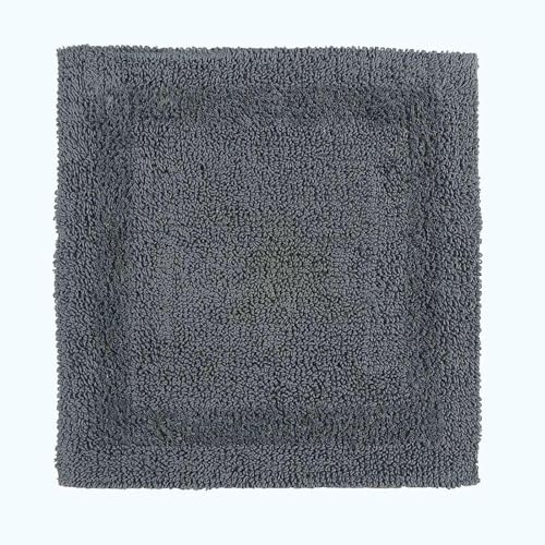 HOMESCAPES Lyxig duschmatta 1600 g/m² extra mjuk 100 % bomull, vändbar, halkfri, tvättbar, superabsorberande, snabbtorkande, grå, 50 x 50 cm, liten badmatta