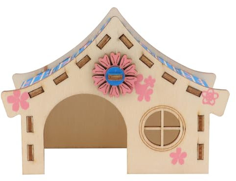 CORHAD 2 Stück Holzvilla Hamsterspielzeug Unterschlupf Holzhausmodell Für Kleintiere Stressabbau Und Beschäftigung